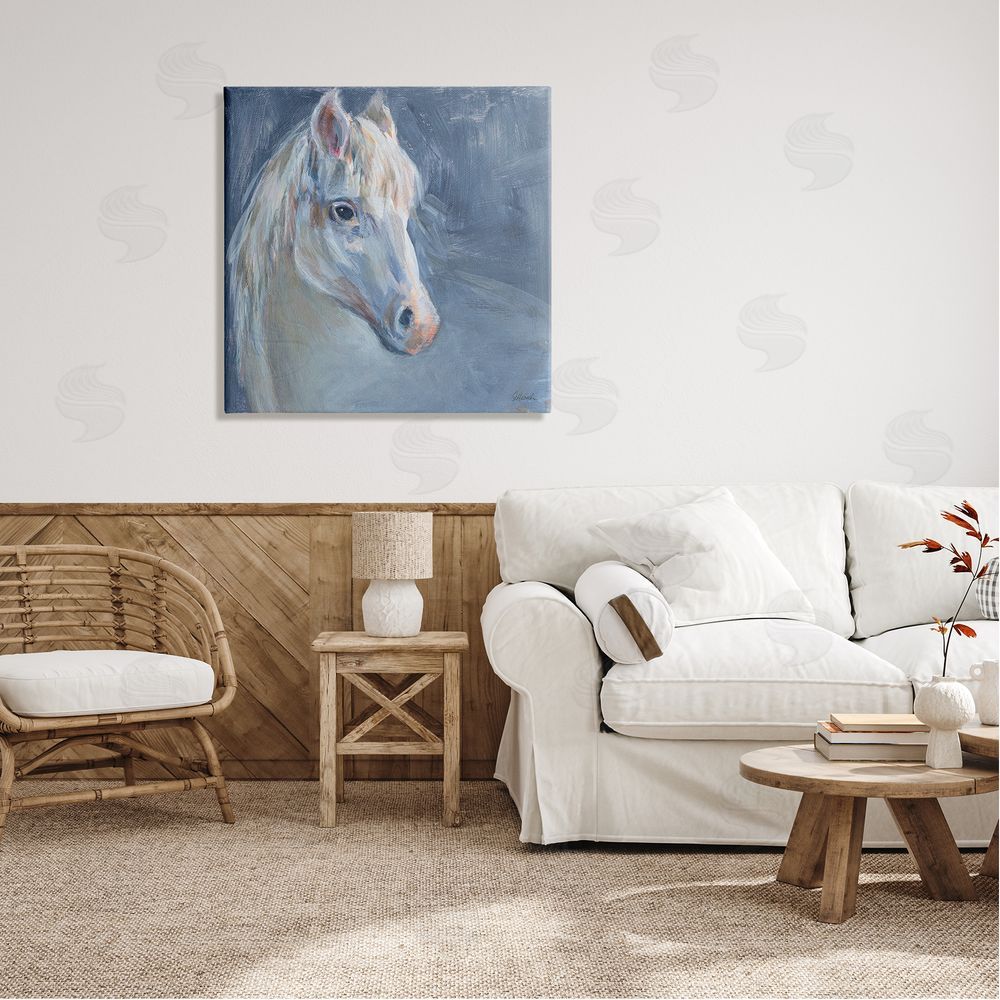 Sue Schlabach Gentle Gray Horse Painting Canvas Wall Art in Room