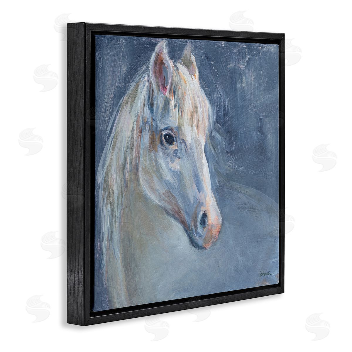 Sue Schlabach Gentle Gray Horse Painting Black Floating Frame Canvas Wall Art Print