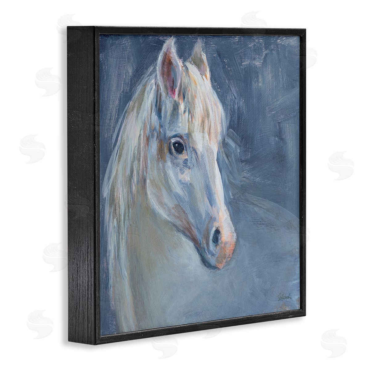 Sue Schlabach Gentle Gray Horse Painting Black Framed Glicee Wall Art Print