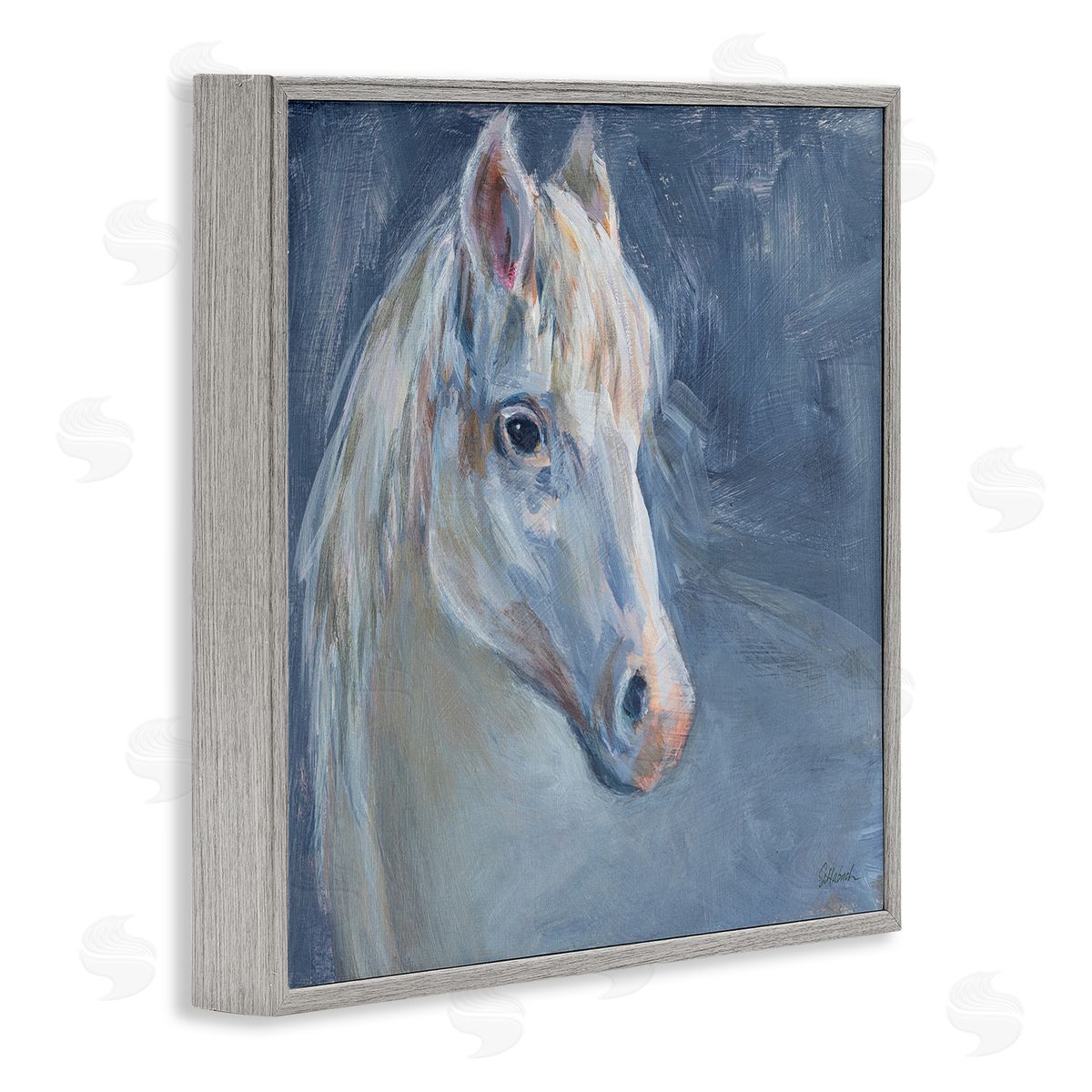 Sue Schlabach Gentle Gray Horse Painting Gray Framed Glicee Wall Art Print