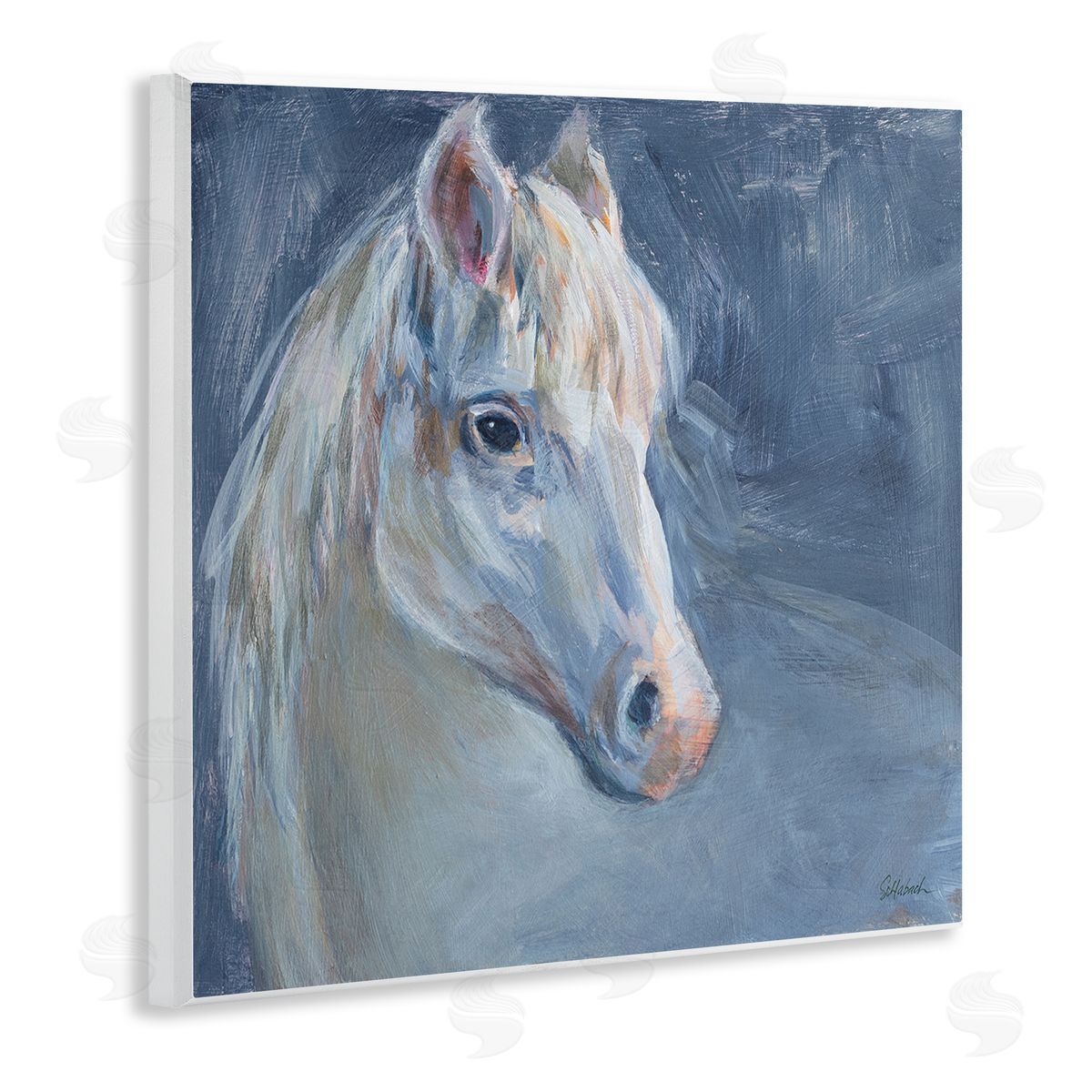 Sue Schlabach Gentle Gray Horse Painting Wooden Wall Plaque Art Print