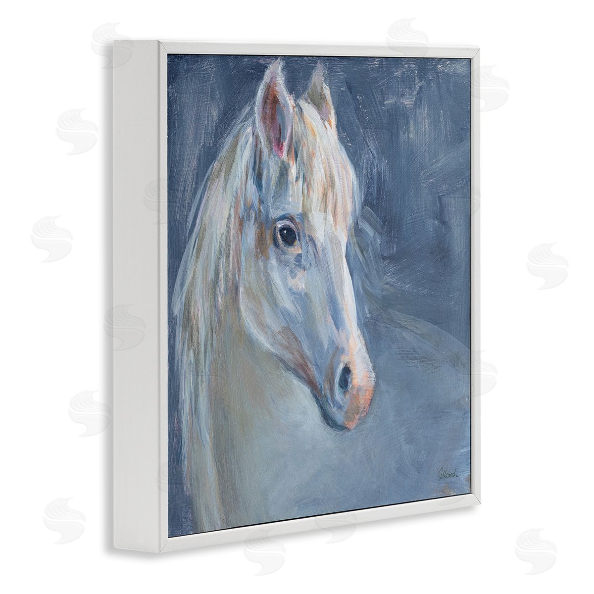 Sue Schlabach Gentle Gray Horse Painting White Framed Glicee Wall Art Print