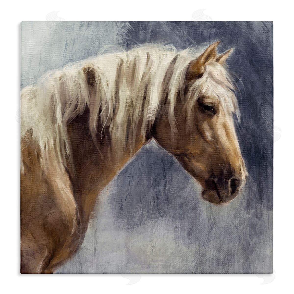 Nina Blue Golden Boy Horse Portrait Stretched Canvas Wall Art Print
