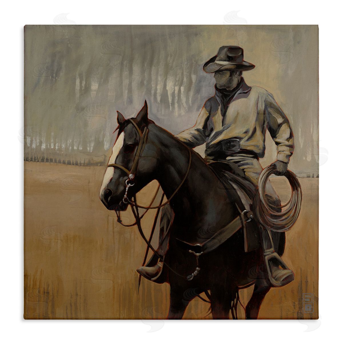 Stacy D'Aguiar Cowboy with Modern Splash Stretched Canvas Wall Art Print
