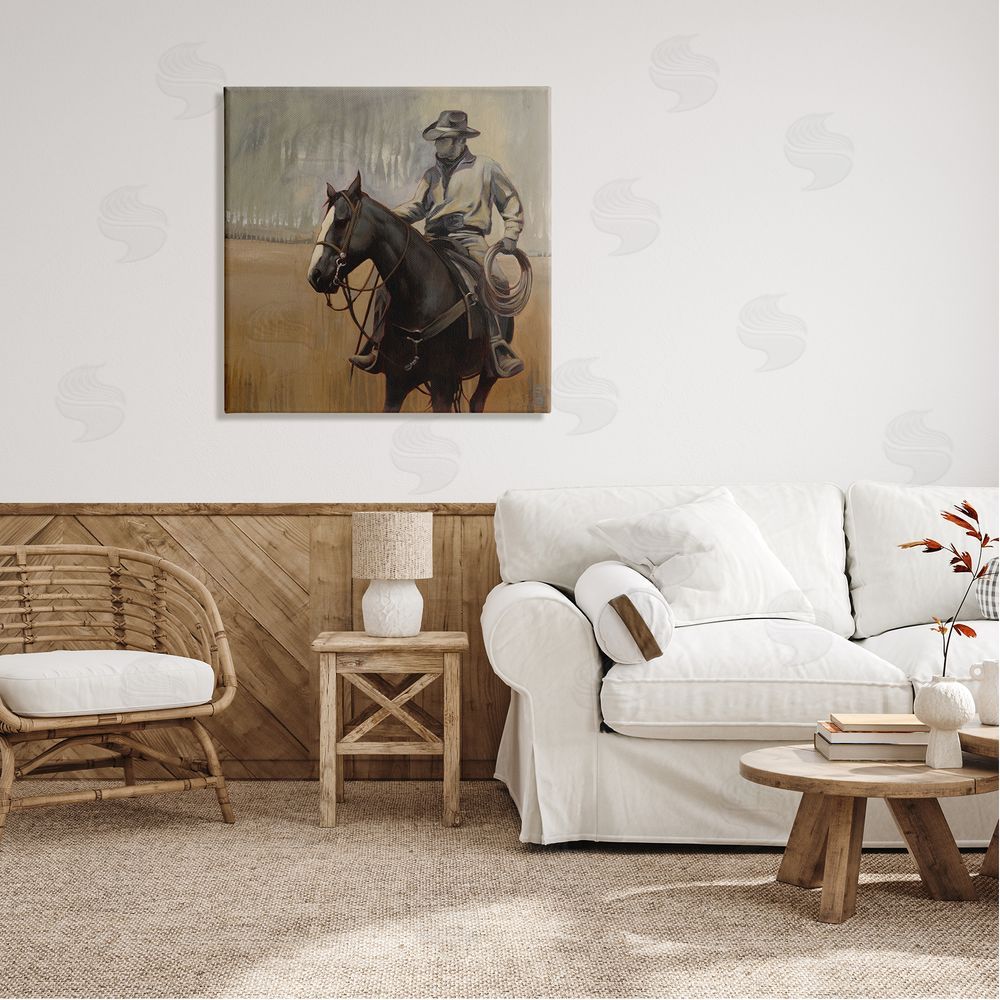 Stacy D'Aguiar Cowboy with Modern Splash Canvas Wall Art in Room