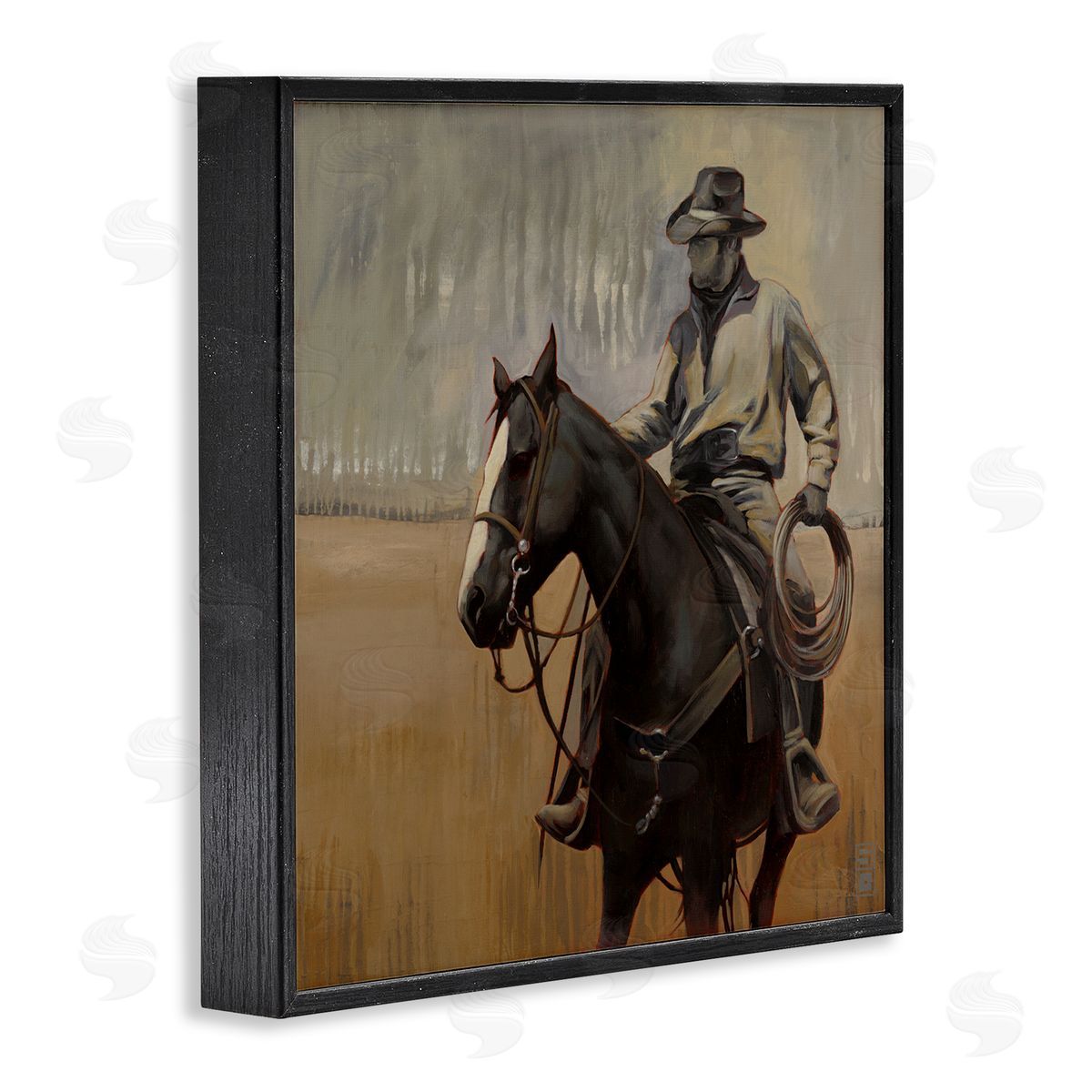 Stacy D'Aguiar Cowboy with Modern Splash Black Framed Glicee Wall Art Print