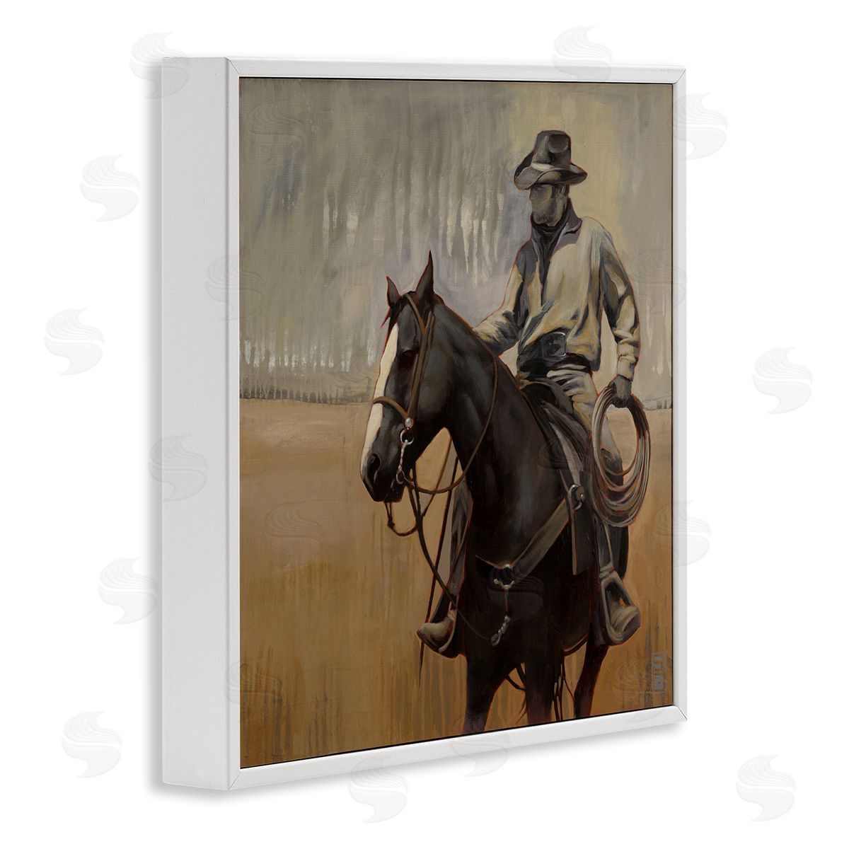Stacy D'Aguiar Cowboy with Modern Splash White Framed Glicee Wall Art Print