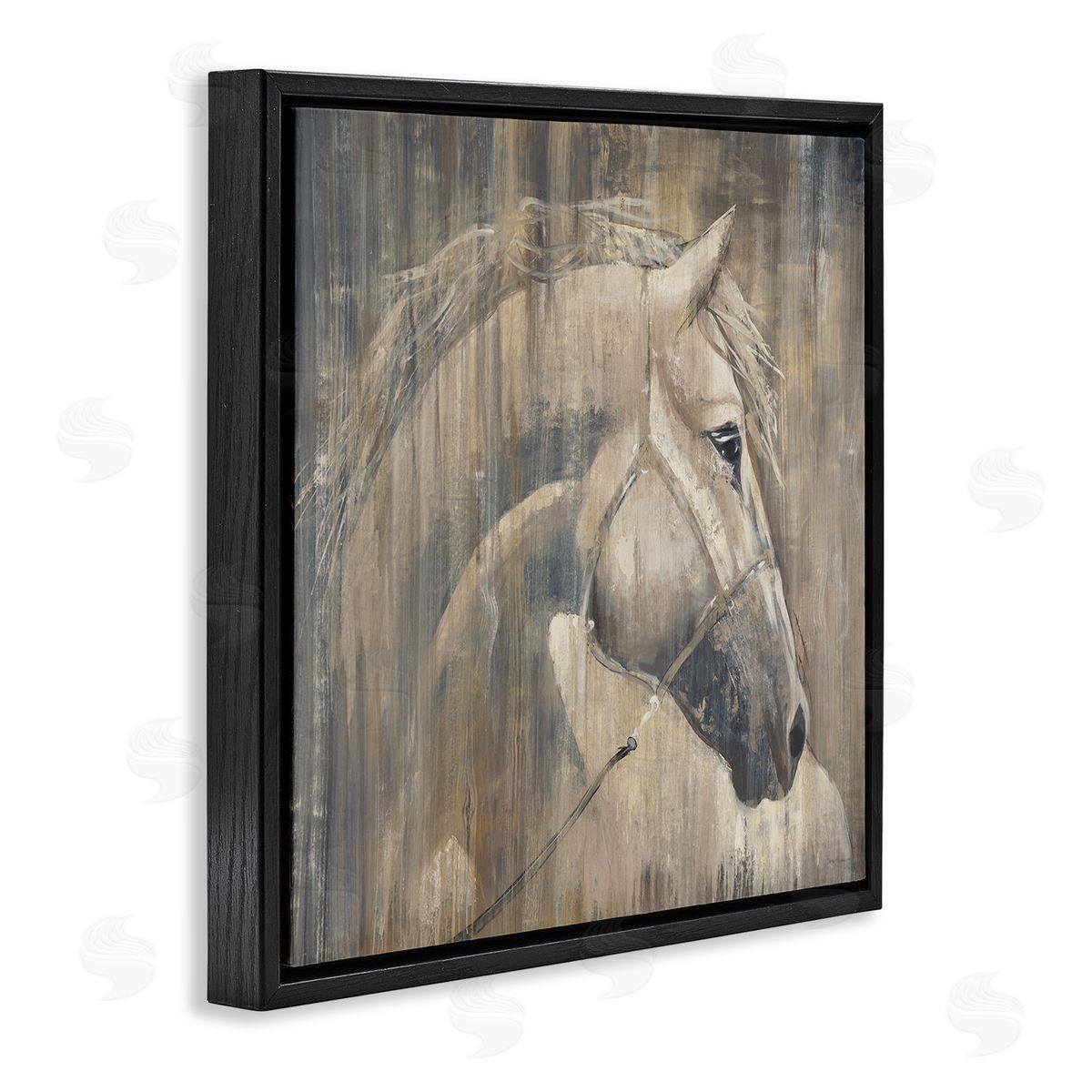 Liz Jardine Rustic Horse Portrait Black Floating Frame Canvas Wall Art Print