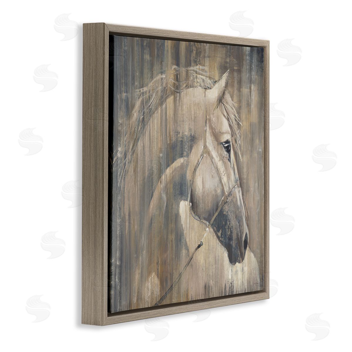 Liz Jardine Rustic Horse Portrait Brown Floating Frame Canvas Wall Art Print