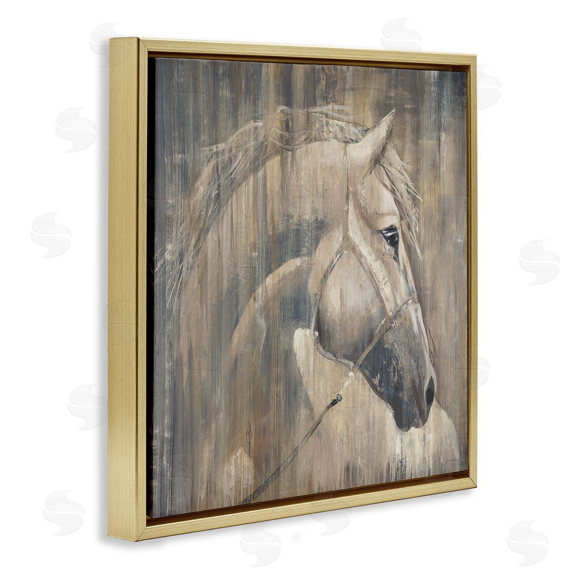 Liz Jardine Rustic Horse Portrait Gold Floating Frame Canvas Wall Art Print