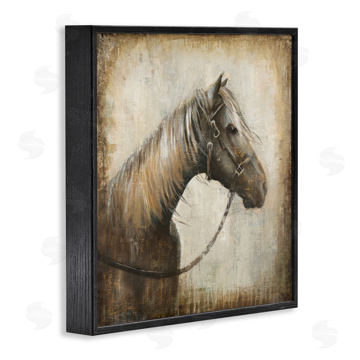 Liz Jardine Vintage Horse Painting Black Framed Glicee Wall Art Print
