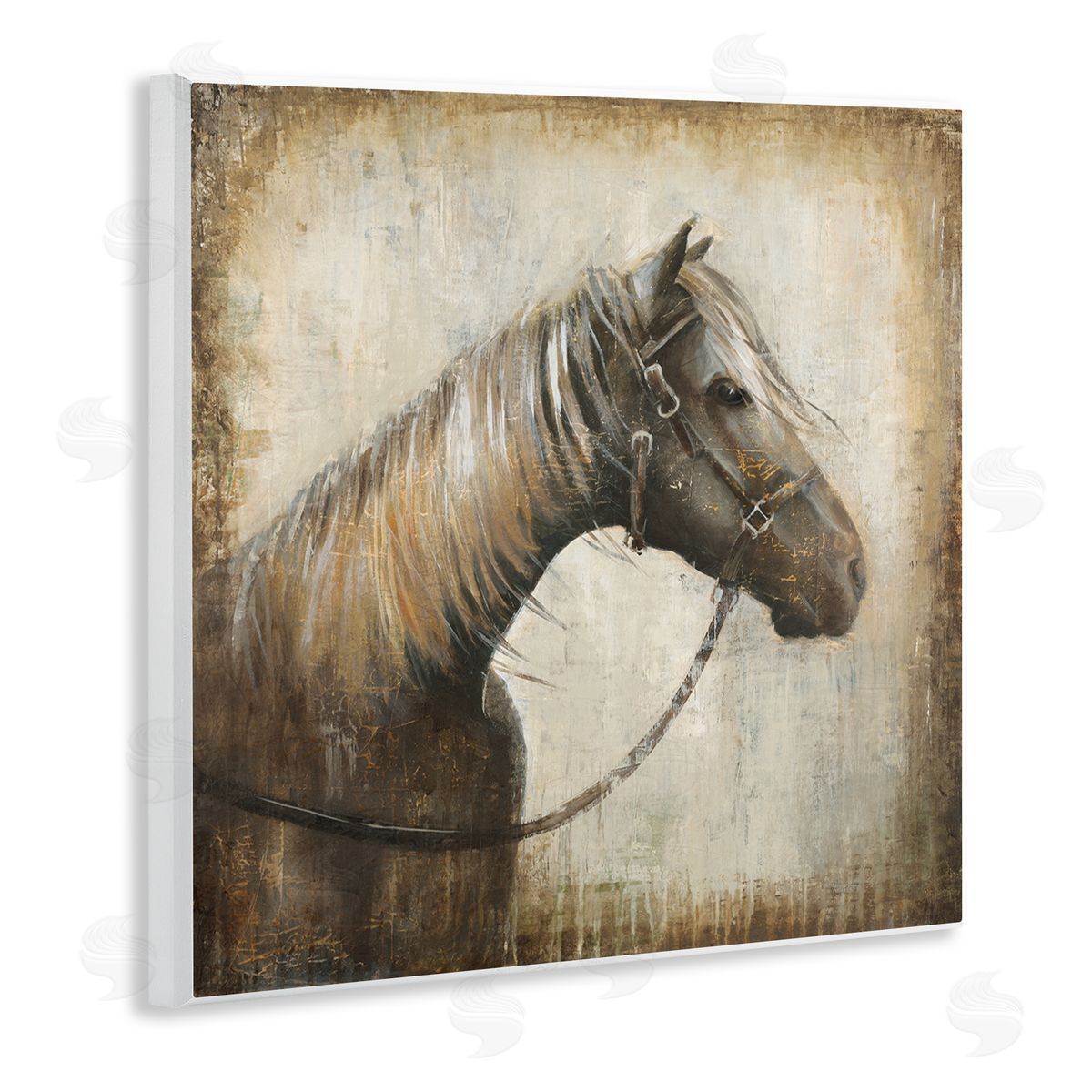 Liz Jardine Vintage Horse Painting Wooden Wall Plaque Art Print