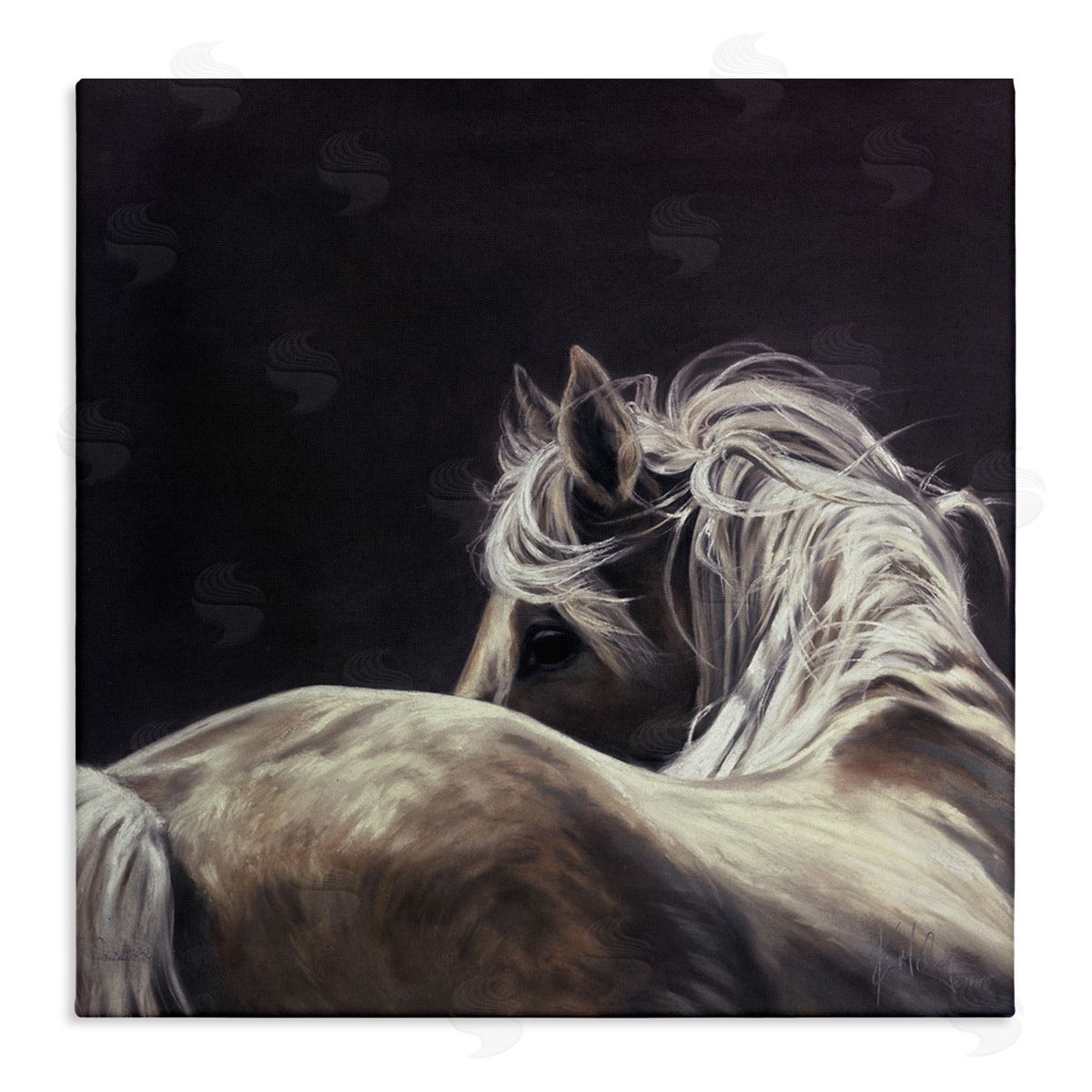 Spirit Horse Double Take Horse Portrait Stretched Canvas Wall Art Print
