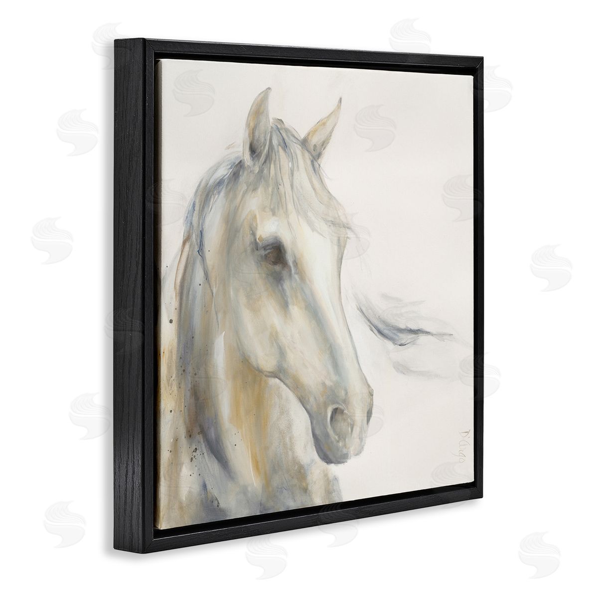 Dina D'Argo Subtle Horse Portrait Black Floating Frame Canvas Wall Art Print