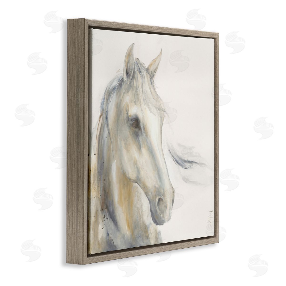 Dina D'Argo Subtle Horse Portrait Brown Floating Frame Canvas Wall Art Print