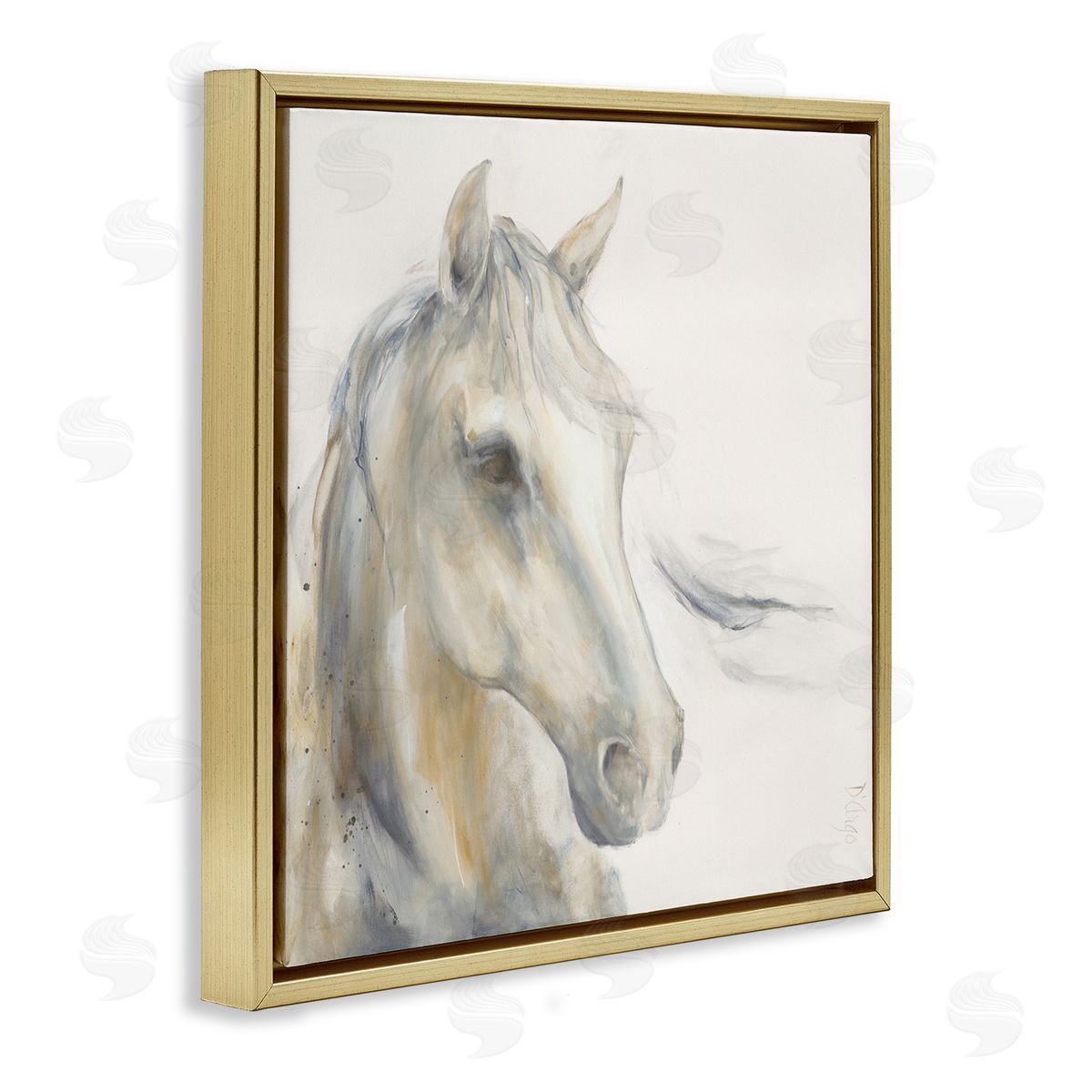 Dina D'Argo Subtle Horse Portrait Gold Floating Frame Canvas Wall Art Print