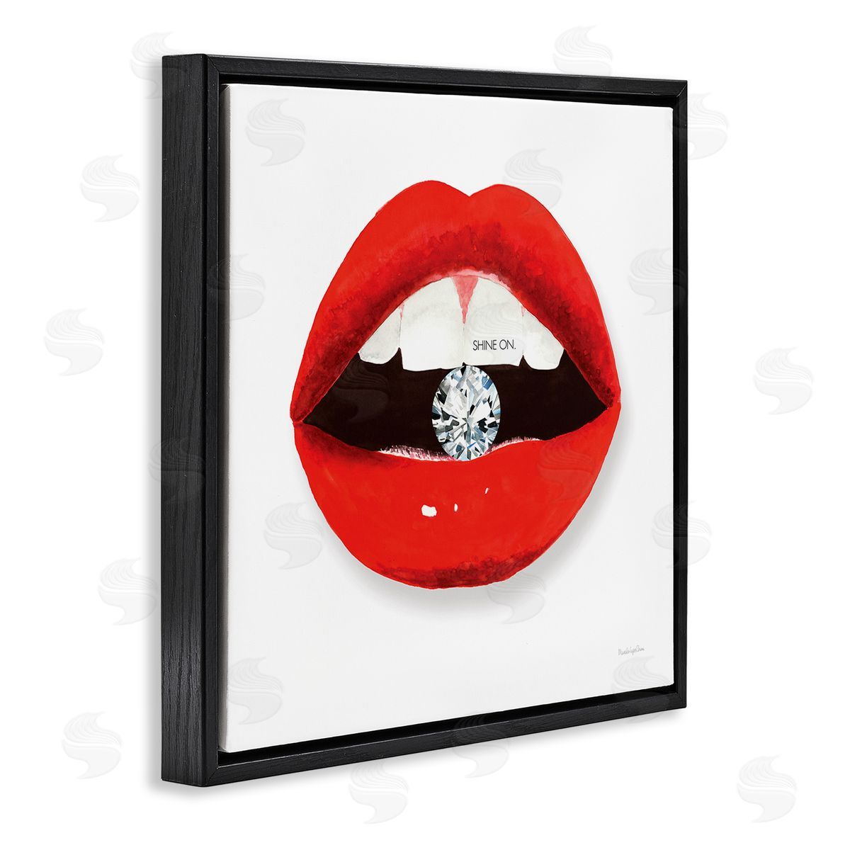 Mercedes Lopez Charro Shine on Red Lips Black Floating Frame Canvas Wall Art Print