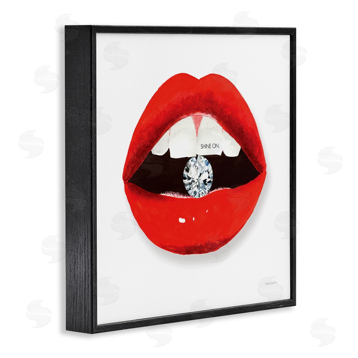 Mercedes Lopez Charro Shine on Red Lips Black Framed Glicee Wall Art Print