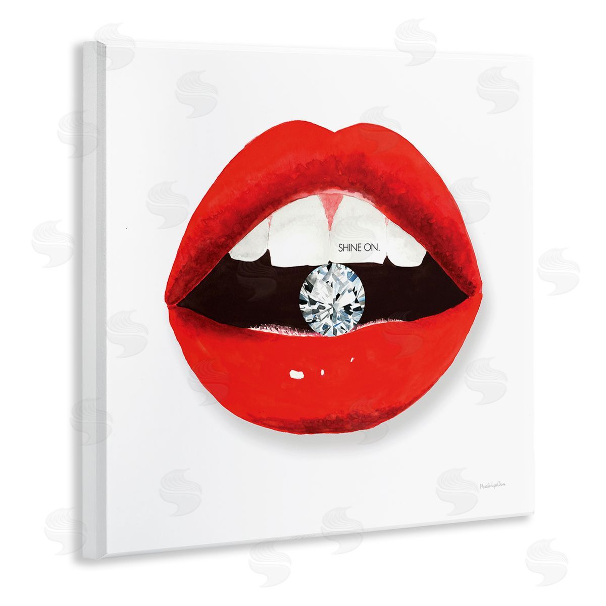 Mercedes Lopez Charro Shine on Red Lips Wooden Wall Plaque Art Print