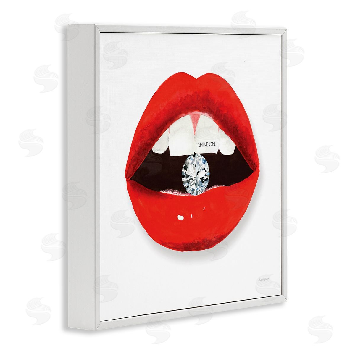 Mercedes Lopez Charro Shine on Red Lips White Framed Glicee Wall Art Print