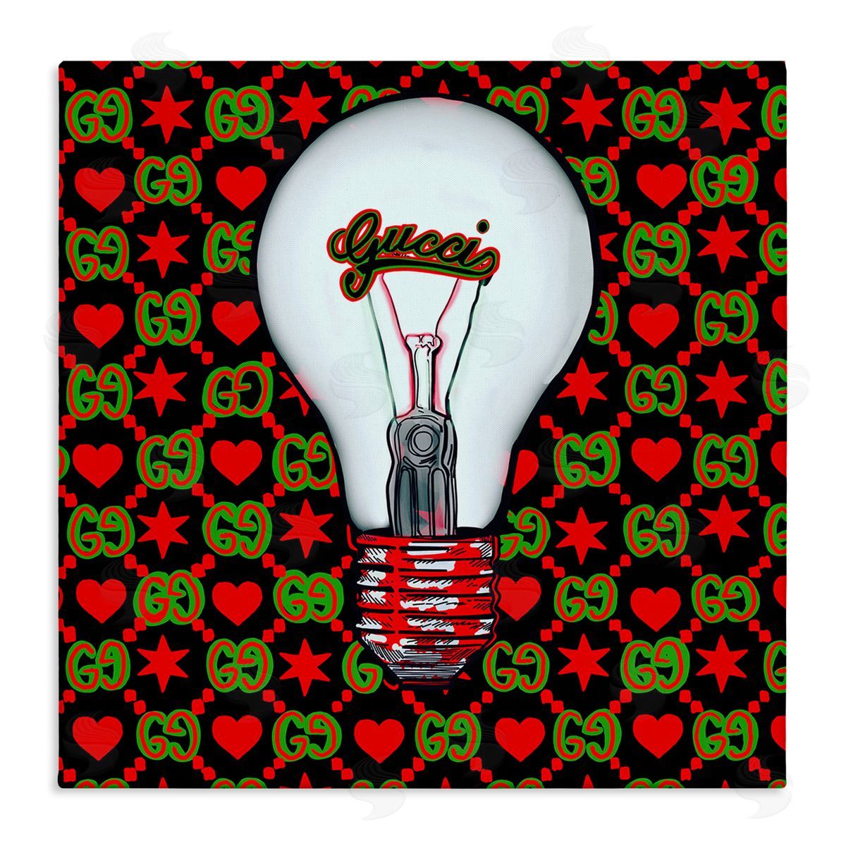Amelia Noyes Glam Brand Lightbulb Pattern Stretched Canvas Wall Art Print