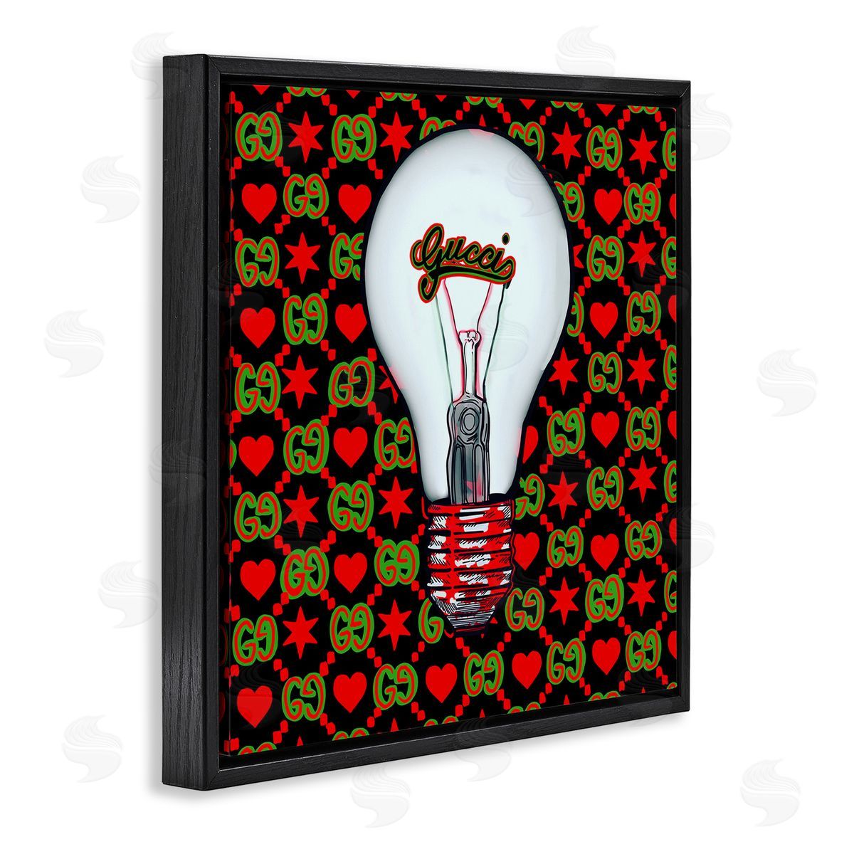 Amelia Noyes Glam Brand Lightbulb Pattern Black Floating Frame Canvas Wall Art Print