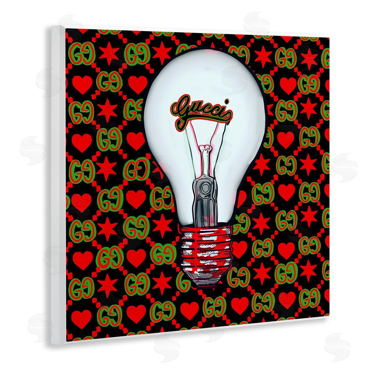 Amelia Noyes Glam Brand Lightbulb Pattern Wooden Wall Plaque Art Print