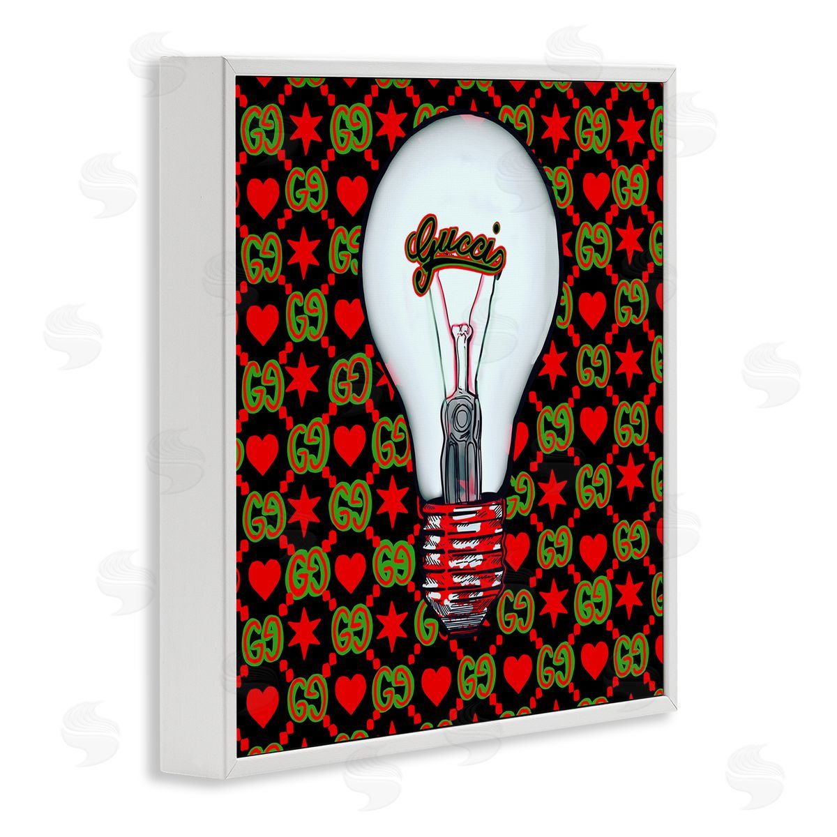 Amelia Noyes Glam Brand Lightbulb Pattern White Framed Glicee Wall Art Print