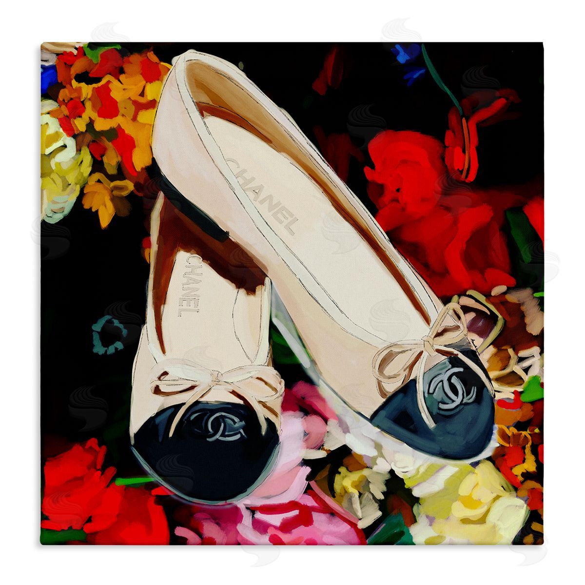 Amelia Noyes Glam Shoes Floral Fashion Stretched Canvas Wall Art Print