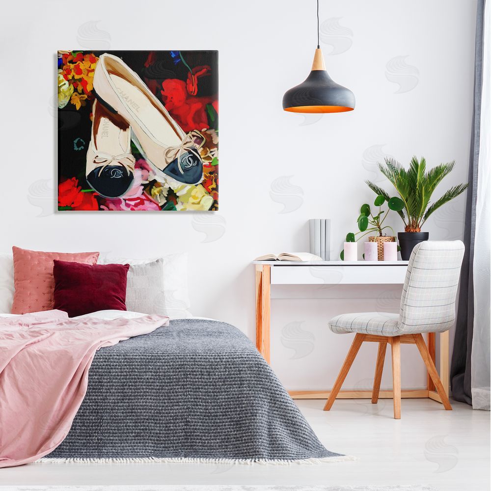 Amelia Noyes Glam Shoes Floral Fashion Canvas Wall Art in Room