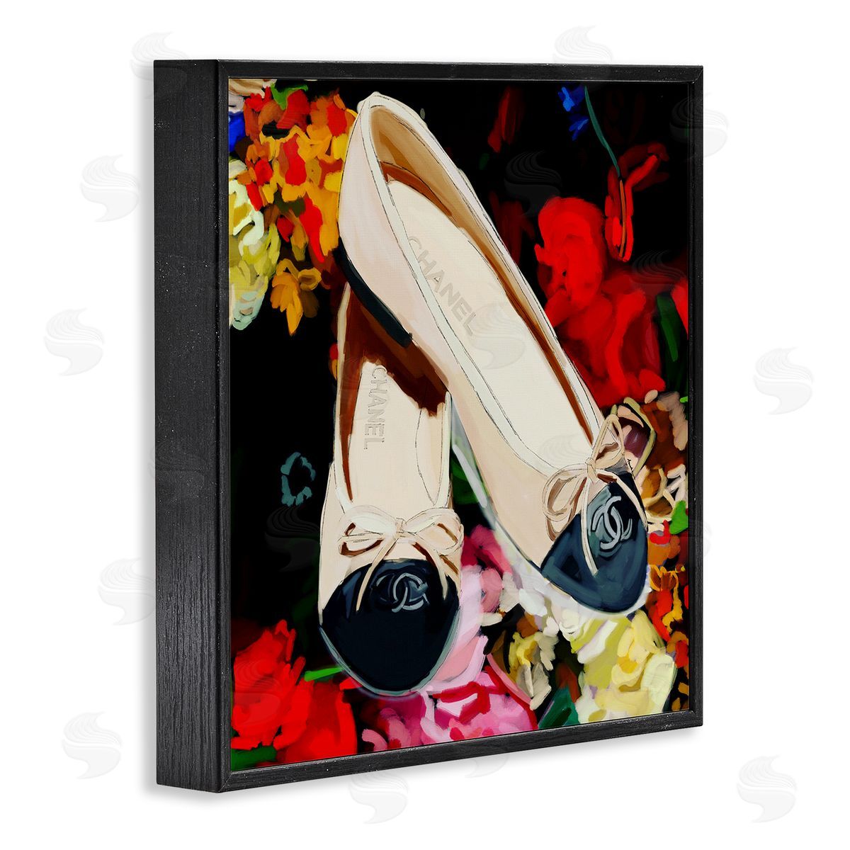 Amelia Noyes Glam Shoes Floral Fashion Black Framed Glicee Wall Art Print