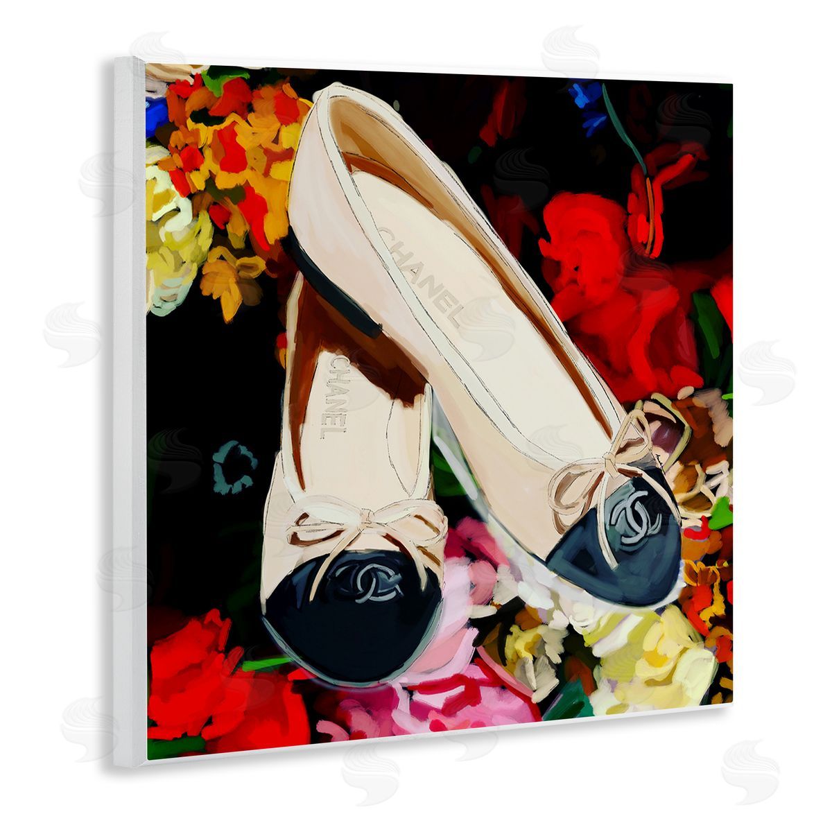Amelia Noyes Glam Shoes Floral Fashion Wooden Wall Plaque Art Print