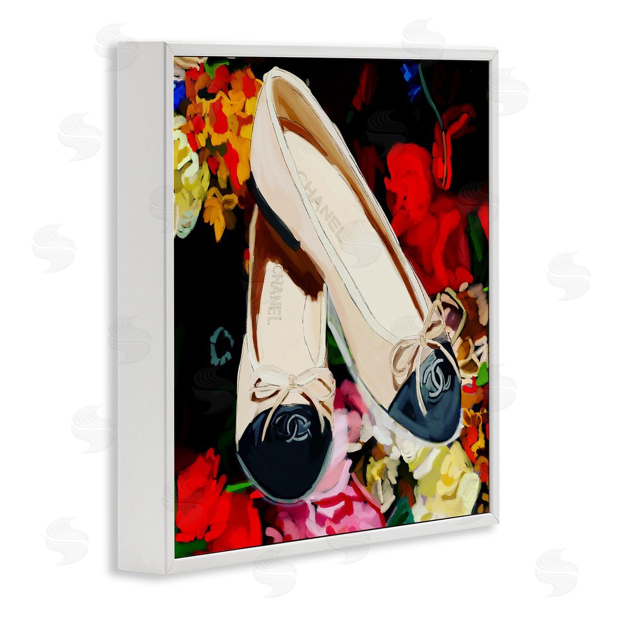 Amelia Noyes Glam Shoes Floral Fashion White Framed Glicee Wall Art Print