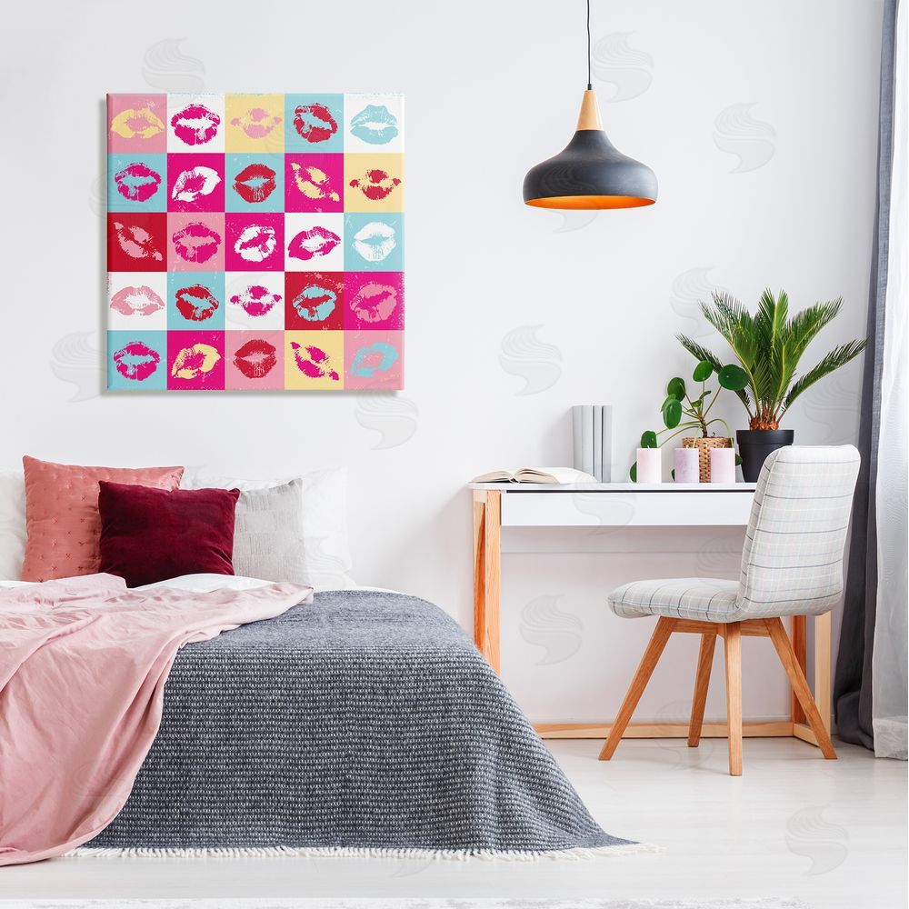 Peter Horjus Pop Style Lip Pattern Canvas Wall Art in Room