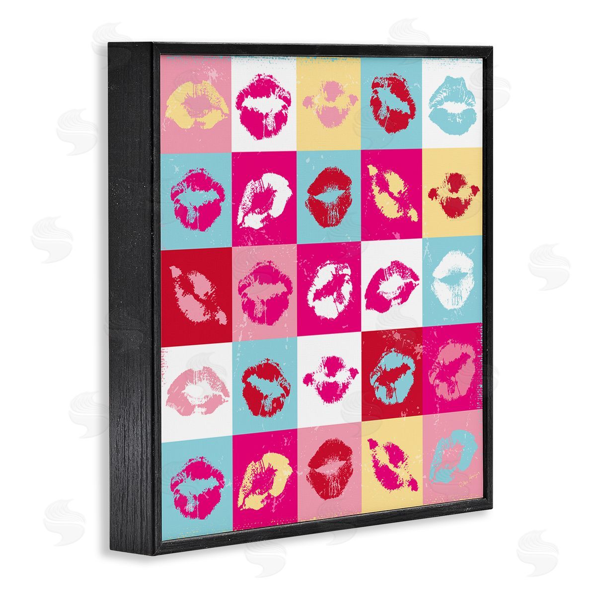 Peter Horjus Pop Style Lip Pattern Black Framed Glicee Wall Art Print