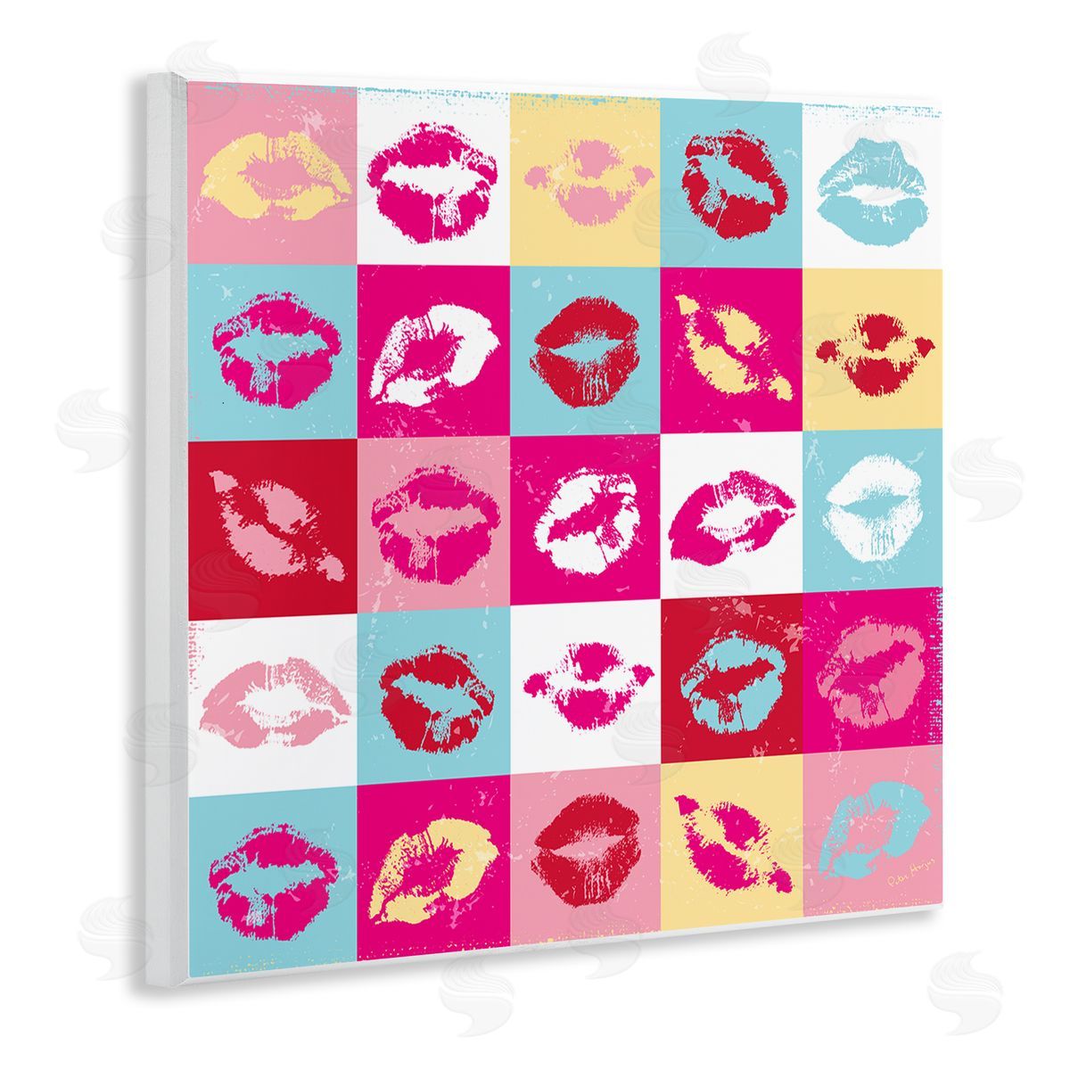 Peter Horjus Pop Style Lip Pattern Wooden Wall Plaque Art Print
