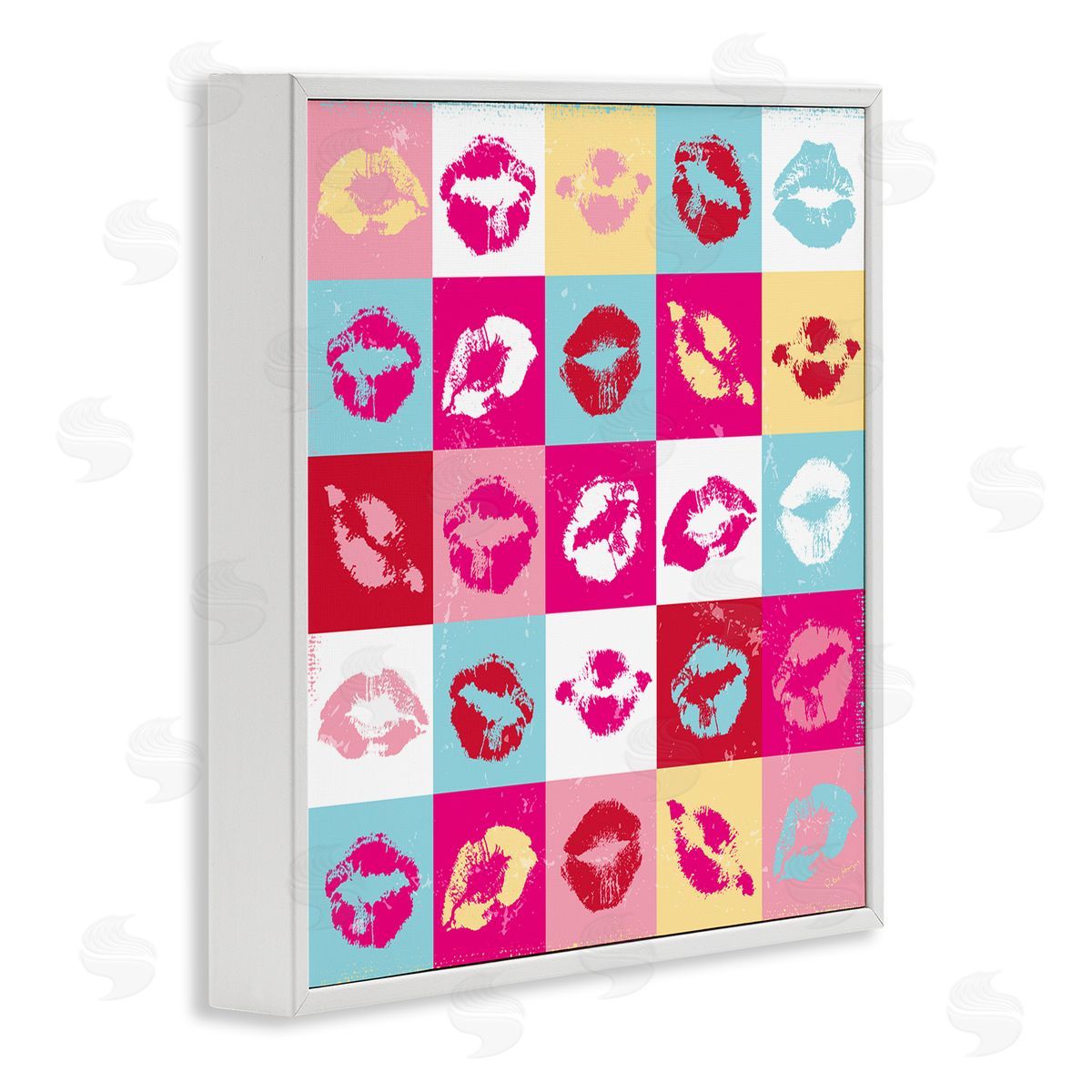 Peter Horjus Pop Style Lip Pattern White Framed Glicee Wall Art Print