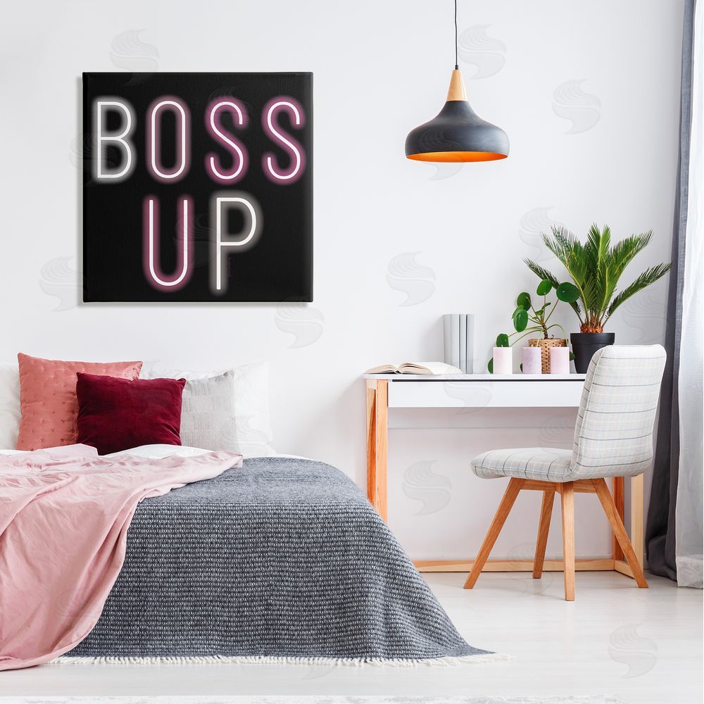 Yvonne Coleman Burney Boss Up Modern Phrase Canvas Wall Art in Room