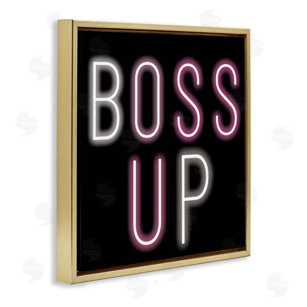 Yvonne Coleman Burney Boss Up Modern Phrase Gold Floating Frame Canvas Wall Art Print