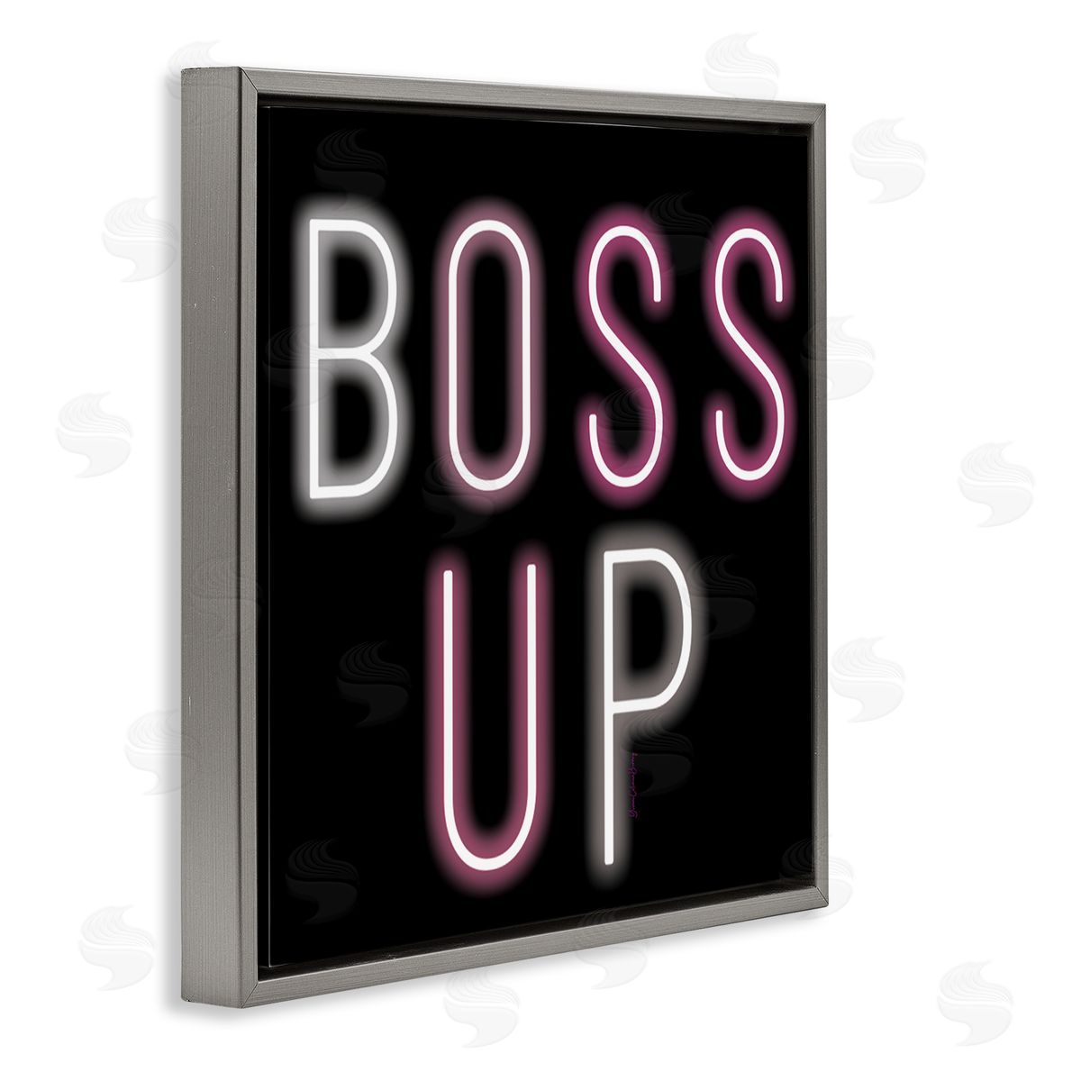 Yvonne Coleman Burney Boss Up Modern Phrase Gray Floating Frame Canvas Wall Art Print