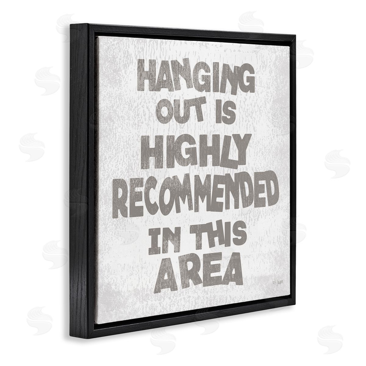 Jaxn Blvd. Rustic Hanging Out Phrase Black Floating Frame Canvas Wall Art Print