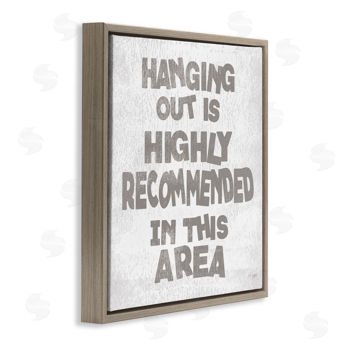 Jaxn Blvd. Rustic Hanging Out Phrase Brown Floating Frame Canvas Wall Art Print