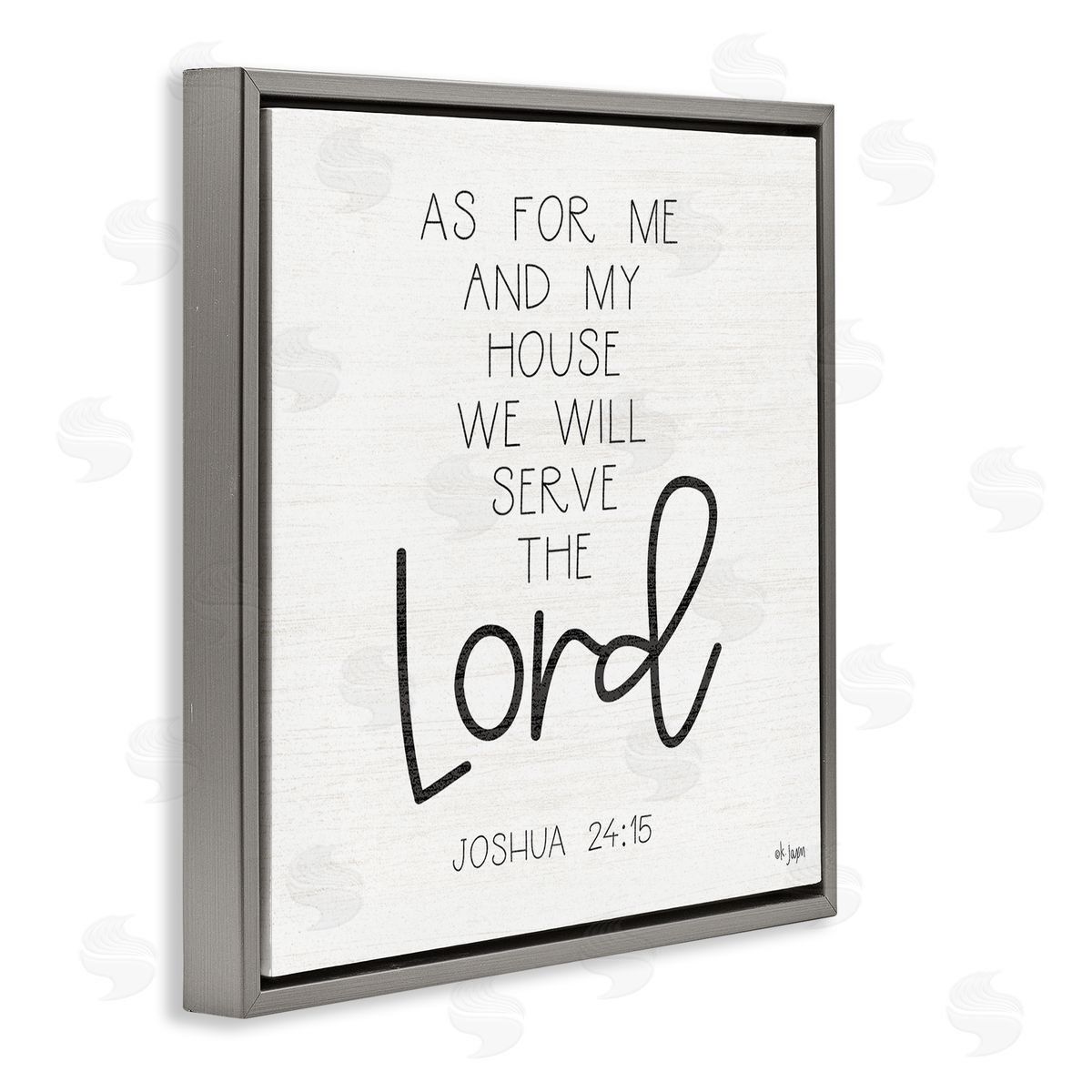 Jaxn Blvd. Joshua 24:15 Spiritual Verse Gray Floating Frame Canvas Wall Art Print