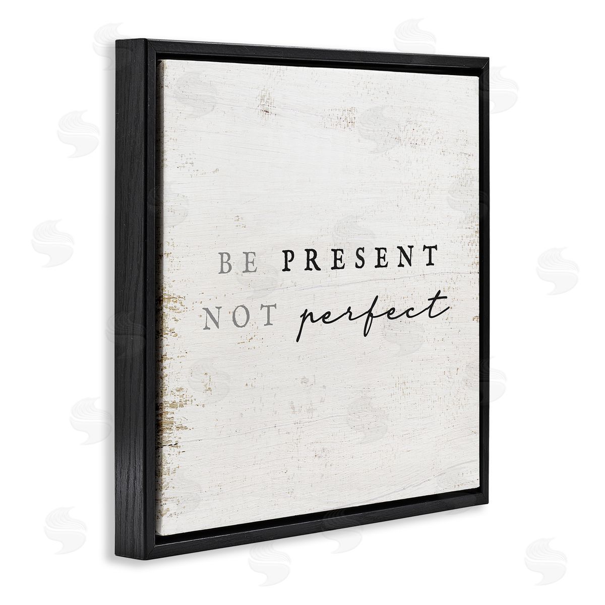 Stupell Studio Present Not Perfect Rustic Black Floating Frame Canvas Wall Art Print