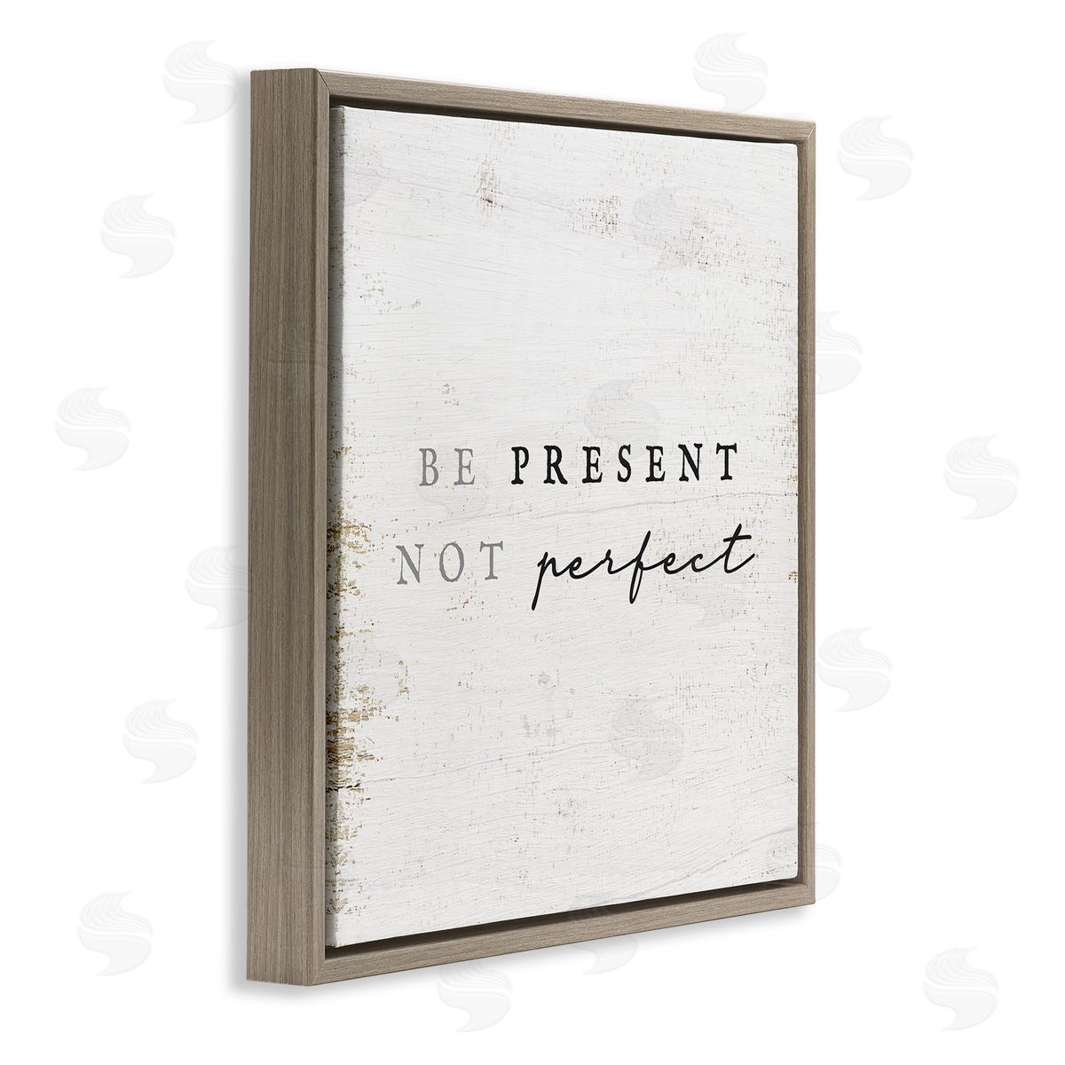 Stupell Studio Present Not Perfect Rustic Brown Floating Frame Canvas Wall Art Print