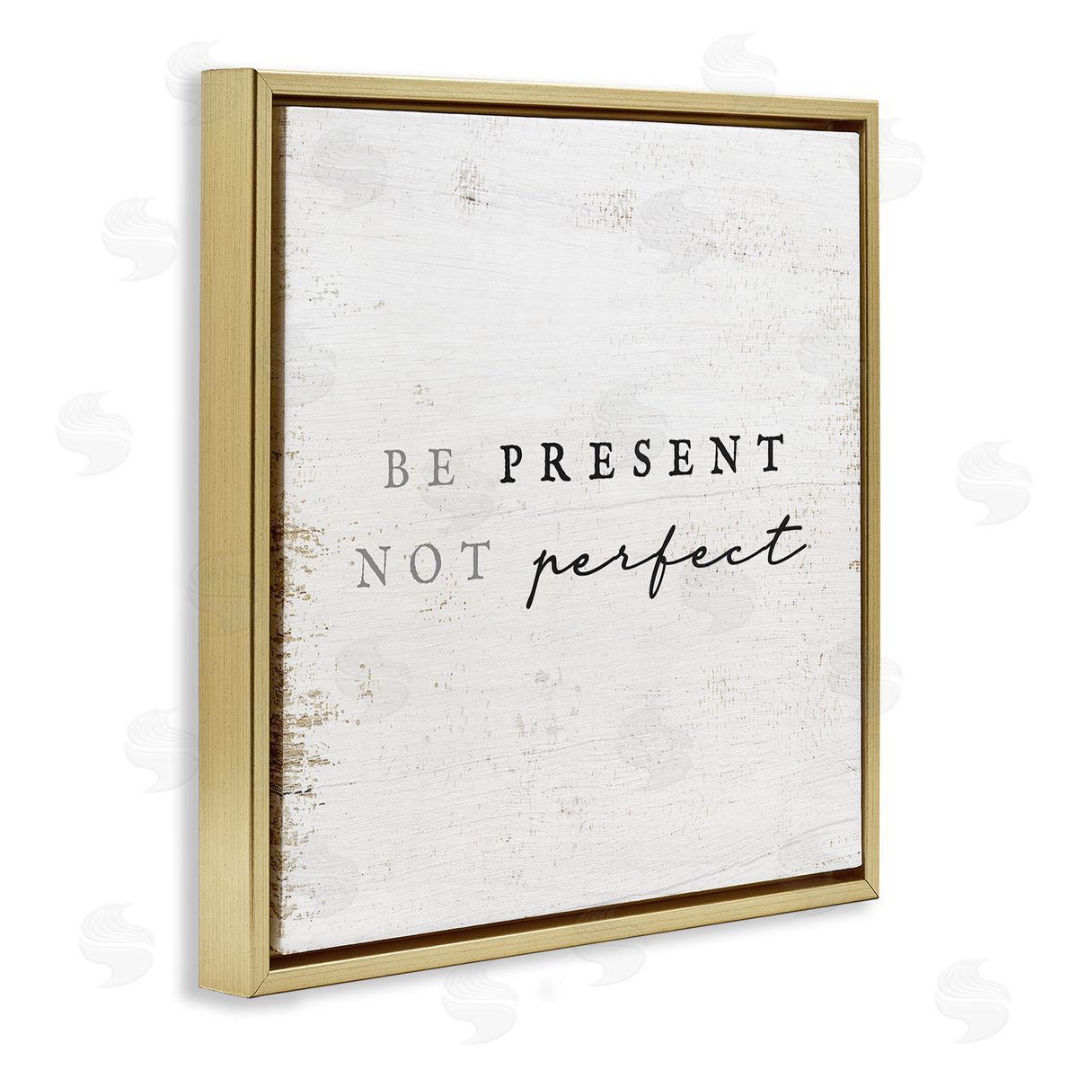 Stupell Studio Present Not Perfect Rustic Gold Floating Frame Canvas Wall Art Print