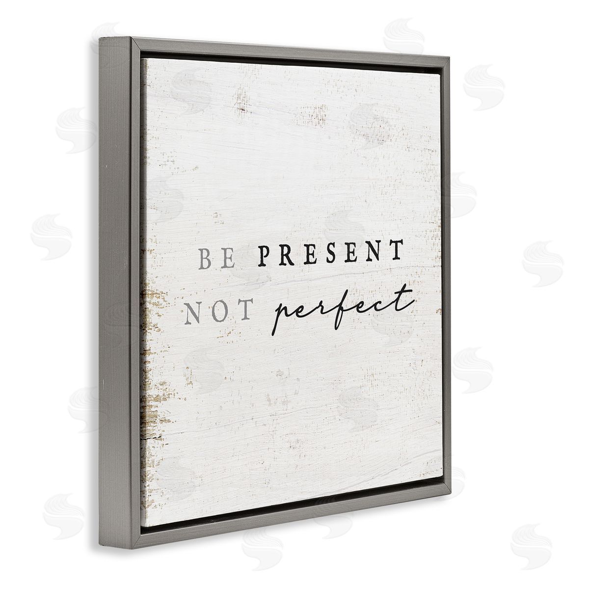 Stupell Studio Present Not Perfect Rustic Gray Floating Frame Canvas Wall Art Print