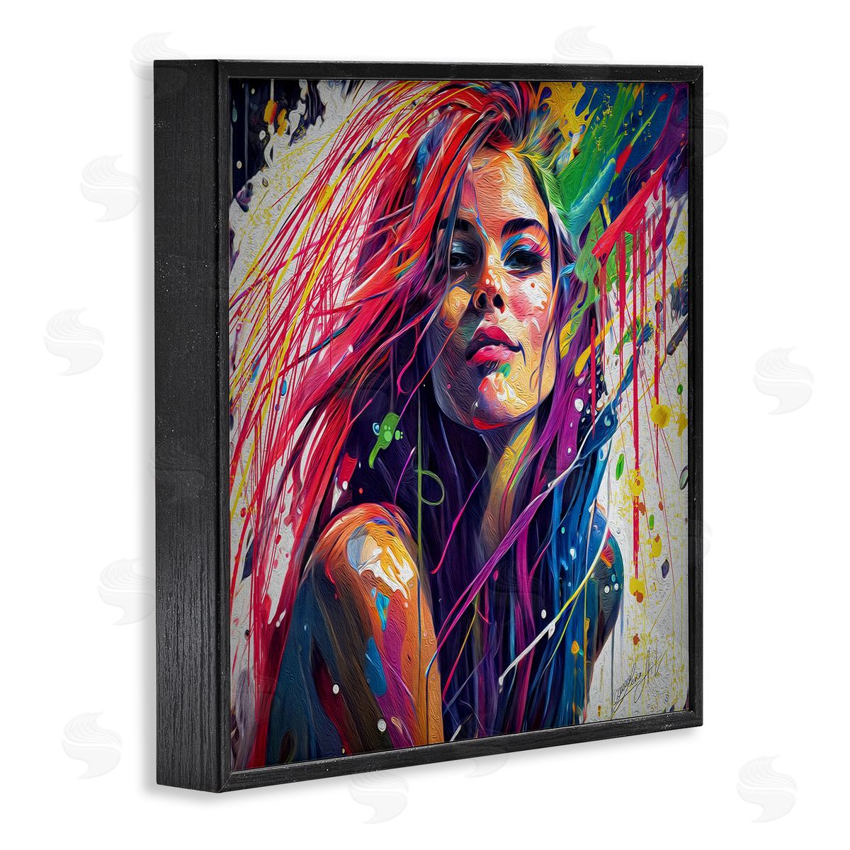 Lena Owens Modern Girl with Paint Splatter Black Framed Glicee Wall Art Print