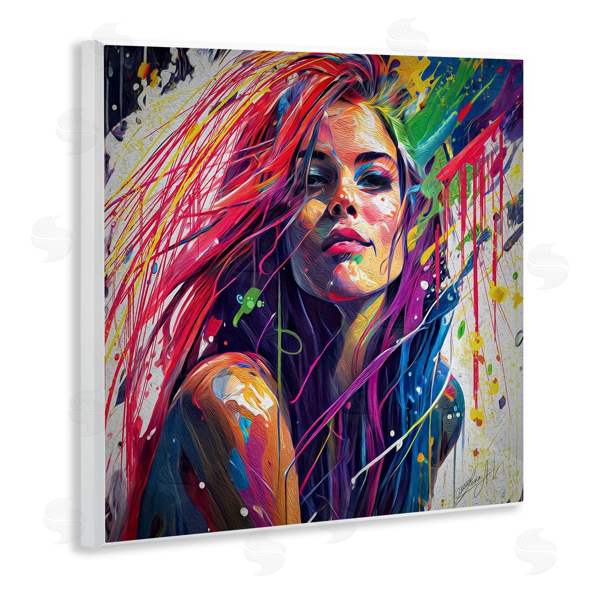 Lena Owens Modern Girl with Paint Splatter Wooden Wall Plaque Art Print