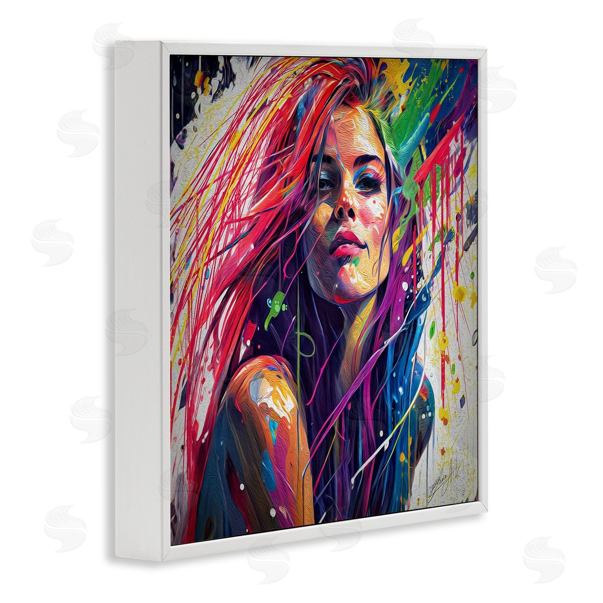 Lena Owens Modern Girl with Paint Splatter White Framed Glicee Wall Art Print